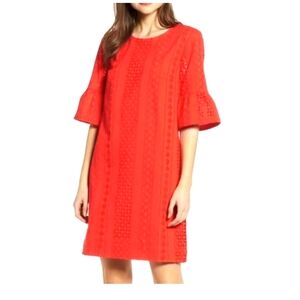 J. Crew Red Bell Sleeve Shift Dress Size 0 Knee Length